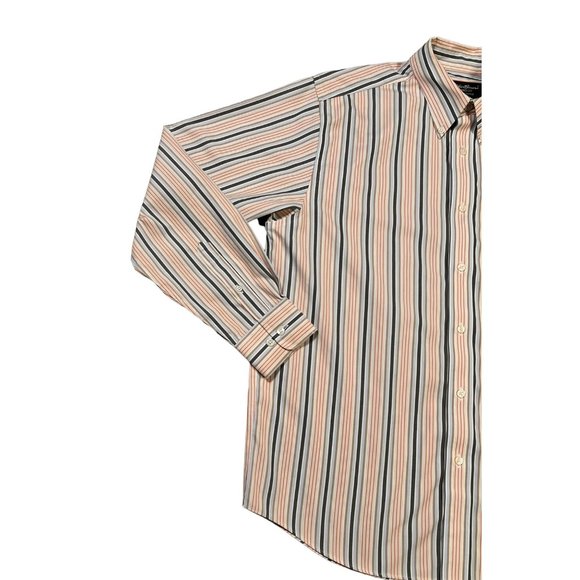 EDDIE BAUER Shirt Men's Long Sleeve Relaxed Fit Striped Button Up Cream Multi M - Picture 5 of 11